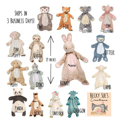 Toys For Infants, S Font, Personalized Lovey, Dragon Horse, Stroller Car Seat, Grey Bunny, Animal Sewing Patterns, Baby Mobiles, Soft Baby Blankets