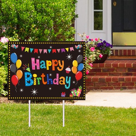 Birthday Elements, 2023 Birthday, Balloons Cake, Table Cloth Decorations, Church Office, Outdoors Birthday Party, Birthday Yard Signs, Signs Decor, Colorful Balloons