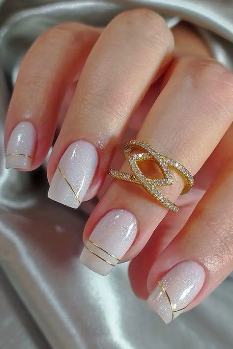 Nail With Gold Line, Nails For Fall 2022, Cutest Nails, Line Nail Designs, Nails For Fall, Zebra Print Nails, Soft Pink Nails, Nails Minimalist, Purple Glitter Nails