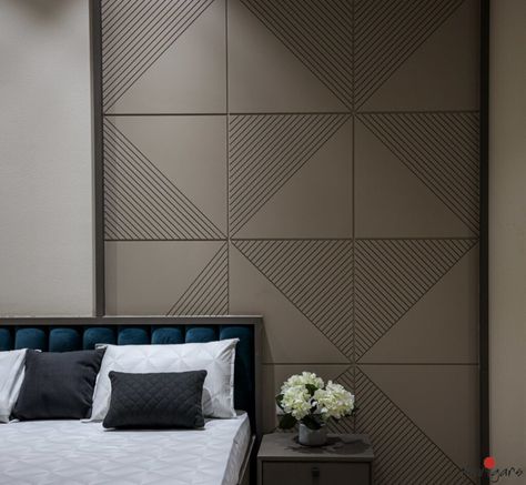 Samadhan Residence Is An Approach To Minimalist Design Style | KARIGARS - The Architects Diary Minimalist Design Style, Front Door Design Wood, Interior Cladding, Bedroom Interior Design Luxury, Wall Panels Bedroom, Living Room Tv Unit Designs, Wall Panel Design, Bed Furniture Design, Bedroom Bed Design