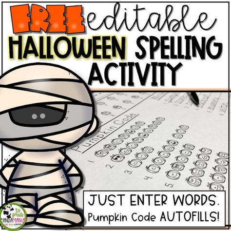 FREE Editable Halloween Spelling Activity for Any List of Words! | 1st Grade Pandamania | Bloglovin’ Halloween Math Games, Sight Word List, Halloween Classroom Activities, Halloween Literacy, Halloween Centers, October Classroom, Diy Halloween Party, List Of Words, Puzzle Activity