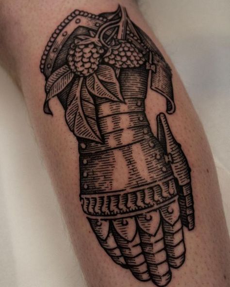 Gauntlet Tattoo, Scenery Tattoo, Icarus Tattoo, Etching Tattoo, Woodcut Tattoo, Medieval Tattoo, Engraving Tattoo, Party Tattoos, King Tattoos