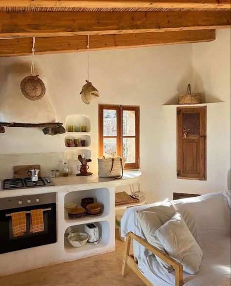 Adobe House, Mediterranean Design, Cob House, Mediterranean Homes, Rustic Kitchen, House Inspo, Dream Home Design, Interior Architecture Design, Cozy House