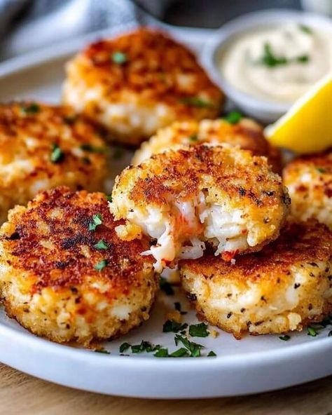 Shrimp Cakes Recipe, Seafood Night, Baked Apple Fritters, Creamy Broccoli Cheddar Soup, Crab Cakes Recipe, Lemon Loaf Recipe, Calamari Recipes, Shrimp Cakes, Salmon Patties Recipe