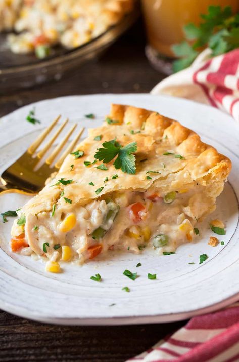 Pot Pie Recipe Easy, Turkey Pot Pie Recipe, Parmesan Salmon, Easy Chicken Pot Pie Recipe, Chicken Pie Recipe, Chicken Pot Pie Filling, Turkey Gravy Recipe, Homemade Chicken Pot Pie, Pie Easy