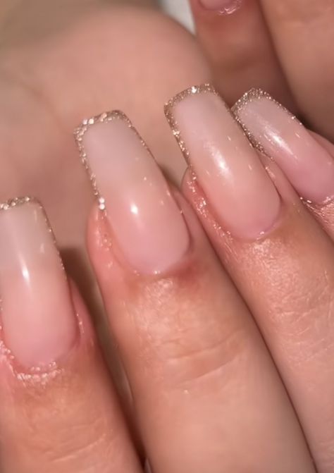 Nails W Glitter, Glitter Nails, Stylish Nails, Pink Nails, Nail Inspo, Nail Colors, Nail Polish, Glitter, Nails