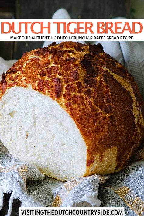 Are you looking for a tijgerbrood recipe? This Dutch bread recipe is delicious and one of the many traditional Dutch breads. Enjoy this authentic tiger bread recipe & how to make it. tiger bread recipe, how to make tiger bread, dutch tiger bread, homemade tiger bread, tiger bread topping, dutch crunch bread, dutch crunch bread recipe, homemade dutch crunch bread, how to make dutch crunch bread, dutch crunch bread recipe how to make, dutch crunch bread loaf, giraffe bread, giraffe bread recipe Tiger Bread Recipe, Dutch Crunch Bread Recipe, Yeast Pastries, Giraffe Bread, Dutch Crunch Bread, Dutch Bread, Traditional Bread Recipe, Welcoming Party, Tiger Bread