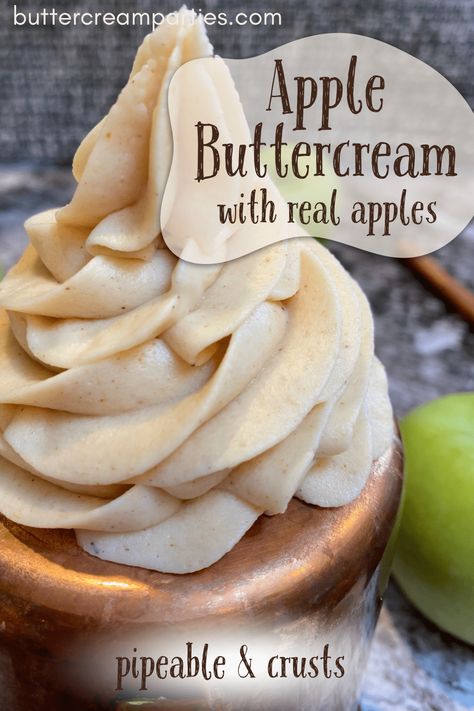 Apple spice infused apple buttercream will be your new go-to fall buttercream recipe! This apple buttercream crusts for easy cookie decorating. You can also top cupcakes, cakes, brownies, and graham crackers with this delicious apple spice buttercream. Apple Buttercream, Easy Cookie Decorating, Crisp Sandwich, Ganache Recipes, Brown Sugar Buttercream, Crusting Buttercream, Spiced Buttercream, Buttercream Decorating, Sugar Cookie Recipe Easy