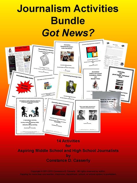 Download and print this 110+ page activities bundle for middle school and high school journalism students. Click for details. High School Journalism, Article Layout, High School Newspaper, School Newspaper, Middle School Language Arts, English Language Arts High School, Teacher Planning, Ela Teacher, School Yearbook