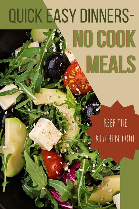 Who wants to cook in the heat of summer? Heat up the house even more? No thanks! Check out these no cook meals that are cool to make. Low prep easy meals you can take on the go or eat at home made with simple ingredients. #nocook #summermeals #easydinnerideas Easy No Cook Meals, Turkey Salad Recipe, Summer Dinner Recipes, Fall Meals, Salmon Salad Recipes, Cook Meals, No Cook, Watermelon And Feta, Healthy Turkey