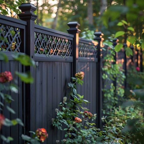 Transform Your Fence with Charcoal Black and Silver Gray Outdoors Paint Colors • 333+ Inspiring Lifestyle Ideas Short Fence Ideas, Black Fencing, Front Yard Fence Ideas, Yard Fence Ideas, Short Fence, Columns Decor, Inspiring Lifestyle, Elevated Gardening, Yard Fence