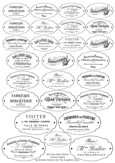 Vintage Labels Printables Free, Vintage Labels Printables, French Labels, Education Tattoos, Quotes Outdoors, Tattoos Celebrities, French Typography, Label Ideas, Metallic Gold Paint