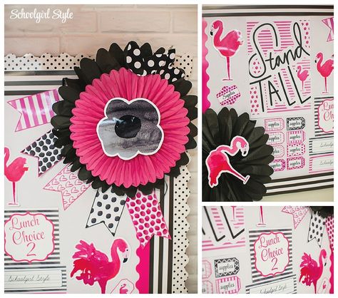 Flamingo Inspiration: I’ve had this theme in my head for years. I LOVE everything and anything FLAMINGO. The pretty pink bird has become a fashion icon in clothing and decorating for years… Flamingo Quotes, Flamingo Inspiration, Flamingo Classroom, Pineapple Classroom, White Classroom, Classroom Designs, Modern Teacher, Farmhouse Classroom, School Decoration