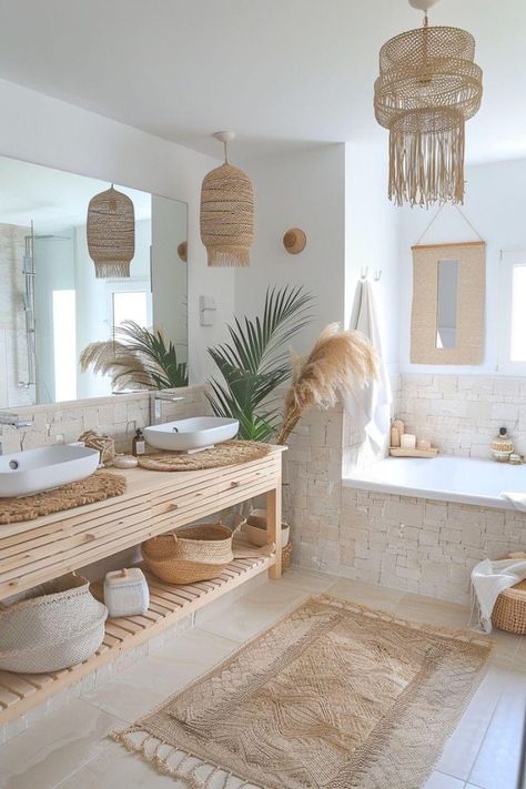 Gold Coastal Bathroom, Tulum Bathroom Ideas, Bohemian Chic Bathroom, Coastal Vibe Bathroom, Small Bathroom Ideas Natural, Gold Boho Bathroom, Mediterranean Decor Bathroom, Modern Coastal Boho, Coastal Modern Bathroom