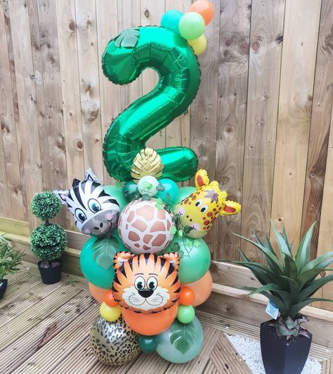 𝙿𝚊𝚛𝚝𝚢 𝙿𝚘𝚙 | Jungle theme 🍃🦒🌿🐯🌱🦓 Cuteeee ♡ Happy 2nd Birthday Patrick 🥳🥳! .... Took these before personalising to show they can be done without the… | Instagram Jungle Balloons, Jungle Theme Birthday Party, Jungle Theme Birthday, Jungle Vibes, 2nd Birthday Party, Party Pops, Jungle Birthday, Balloon Sculptures, Jungle Party