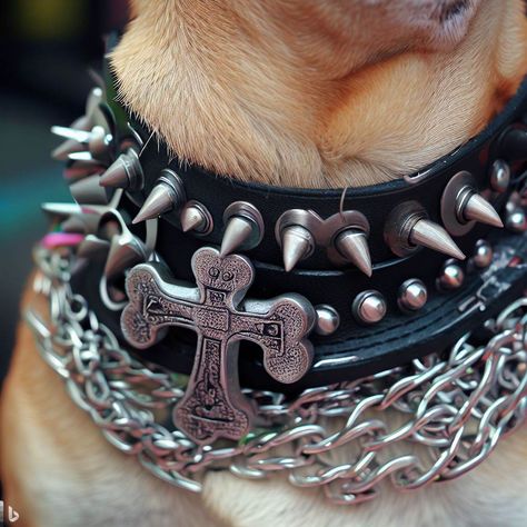 Punk Dog, Spiked Collar Dog, Goth Dog Accessories, Cat Spiked Collar, Big Dog Collars, Goth Cat Collar, Emo Dog Collar, Punk Accessories, Mad Dog