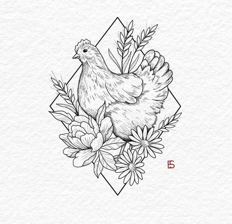 Hen Tattoo, Farm Tattoo, Chicken Tattoo, Rooster Tattoo, Cow Tattoo, Western Tattoos, Tattoo Apprentice, Chicken Art, Simplistic Tattoos