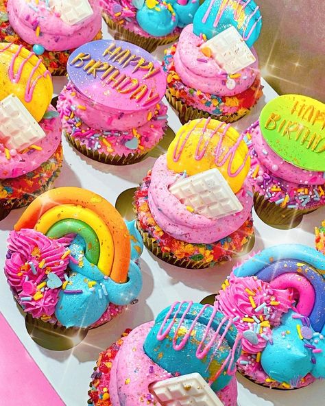 Sammy “Wonka” Terrana 🍫✨ | __WILDSTYLE✖️RAINBOW FIERCE #wildstyle + rainbowliciousness + cuppycakes = BOOM!!! 💕🌈🧁✨ Toppers: @sweet.stamp (from @lavendersbakeshop… | Instagram Festival Cupcakes, Rainbow Games, Rainbow Party Decorations, Rainbow Cupcakes, Rainbow Food, Rainbow Party, Themed Cupcakes, Rainbow Birthday, Birthday Ideas