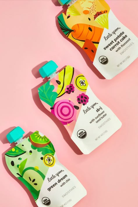 Kids Juice Packaging, Smoothie Packaging, Organic Food Packaging, Kids Packaging, Product Label Design, Kids Package, Retro Packaging, Drink Packaging, Baby Products Packaging