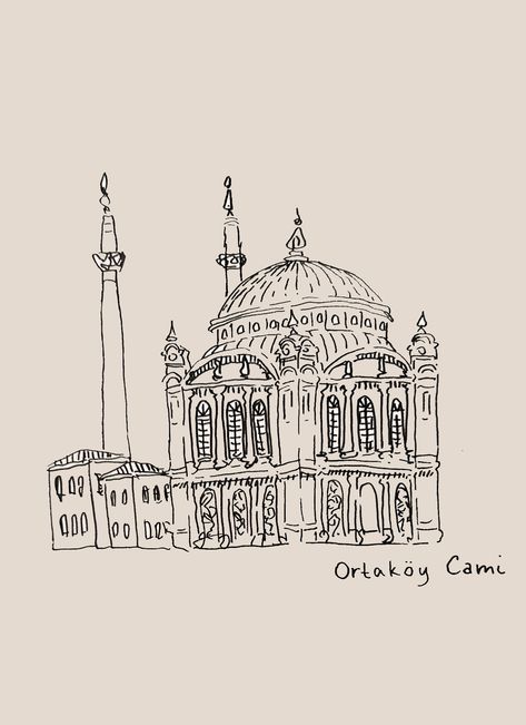 Mosque Sketch, Most Beautiful Mosques, Istanbul Mosque, Semi Realism, Beautiful Mosques, Muslimah Aesthetic, Architecture Sketch, Scrapbook Ideas, Once Upon A Time