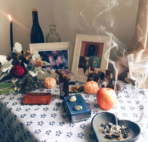 Setting up an Ancestral Altar | Melanated Momma on Patreon Ancestor Altar, Altar Inspiration, Spiritual Altar, Sacred Woman, Small Candle Holders, Witches Altar, Altar Cloth, Room With Plants, Sacred Places