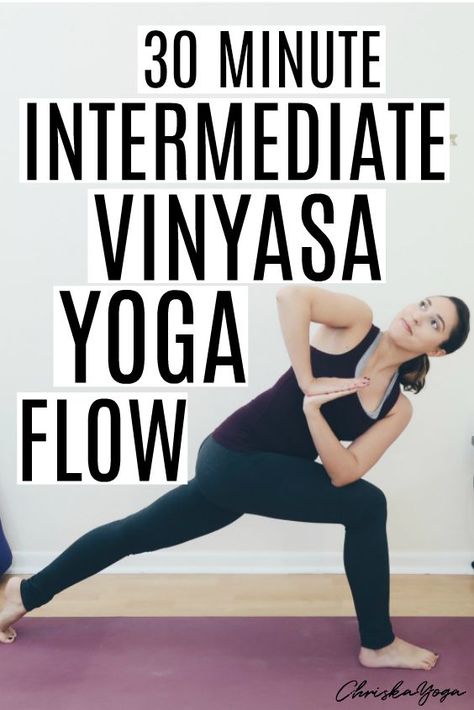 30 Minute Yoga Flow Class - Yoga Workout Vinyasa Flow - Intermediate At Home Yoga - ChriskaYoga Hata Yoga, Vinyasa Yoga Sequence, 30 Minute Yoga, Yoga Flow Sequence, Yoga Ashtanga, Ashtanga Vinyasa Yoga, Yoga Vinyasa, 30 Day Yoga, Heart Opening