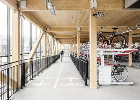 Bicycle Garage, Wooden Ramp, Parking Building, Wooden Bike, Roof Lantern, Bicycle Storage, Indoor Bike, Bicycle Parking, Bike Parking