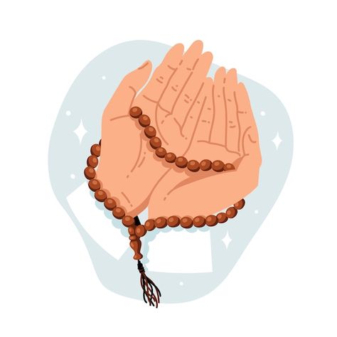 Free vector hand drawn flat design tasbi... | Free Vector #Freepik #freevector #muslim-illustration #tasbih #hand-drawn-illustration #flat-design Simple Prayers, Desain Buklet, Ramadan Crafts, Islamic Cartoon, Islamic Culture, Islamic Artwork, Prayer For You, Islamic Wallpaper, Vector Hand