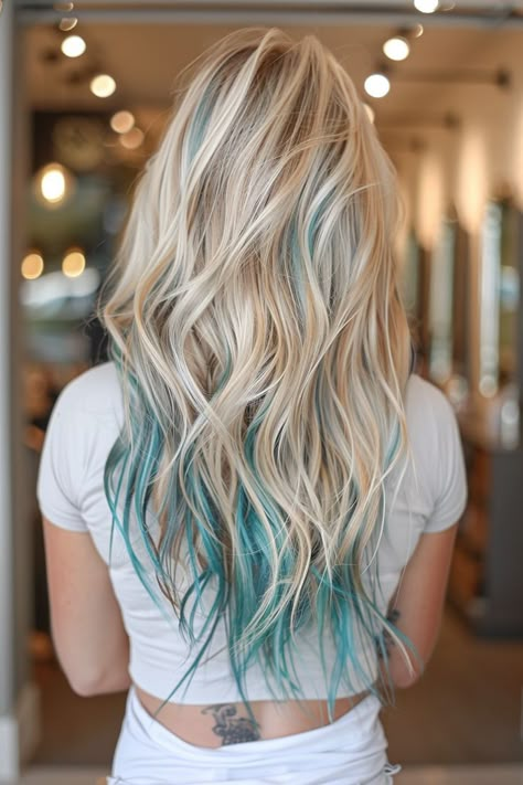 #Hair_Color_Ideas_Dirty_Blonde #Hair_Color_Ideas_Easy_To_Maintain #Hair_Color_Ideas_Extensions #Hair_Color_Ideas_Emo #Hair_Color_Ideas_Ends #Hair_Color_Ideas_Exotic #Hair_Color_Ideas_Blue_Eyes #Hair_Color_Ideas_Green_Eyes #Hair_Color_Ideas_Hazel_Eyes #Hair_Color_Ideas_F Dirty Blonde Hair With Blue Highlights, Blonde Hair With Blue Highlights, Hair Color Grey Silver, Exotic Hair Color, Hair Styles Long Hair, Blue Hair Highlights, Unicorn Hair Color, Peekaboo Hair, Hair Color Unique