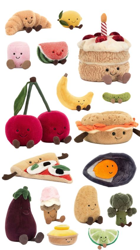 Plushie, jellycats, doudou, nourriture , food, love, dianedournel Jelly Cat Food Plush, Jelly Cats Food, Food Jellycat, Jellycat Food, Character Brainstorm, Food Plushies, Random Products, Jelly Cat, Jellycat Stuffed Animals