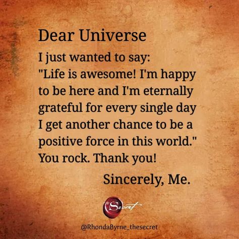 Rhonda Byrne on Instagram: “Thank you Universe. 💕” Universe Gratitude, Dear Universe, Fifth Dimension, How To Believe, Rhonda Byrne, Secret Quotes, Attraction Quotes, Abundance Affirmations, Secret Law Of Attraction