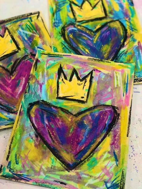 Valentines Day Art Projects For Middle School, Valentine’s Day Art Lesson, Mlk Art Projects, Valentines Day Art Projects, Valentines Art Lessons, Art Classroom Management, Valentine Art Projects, Abstract Art Projects, Basquiat Art