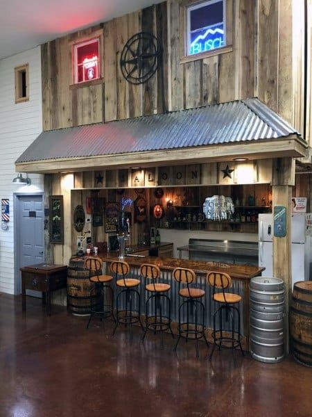 Garage Bar Ideas, Best Man Caves, Indoor Climbing Wall, Colored Concrete, Metal Barn Homes, Concrete Countertop, Diy Home Bar, The Best Man, Themed Kitchen