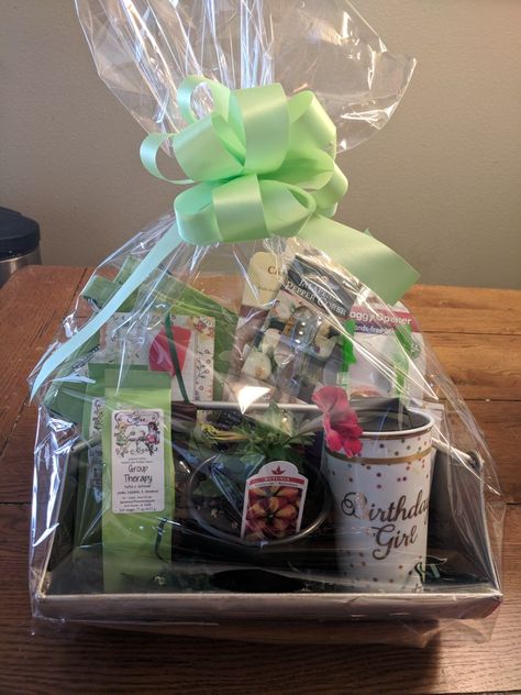 Beautiful green themed gift basket! Green Themed Gift Baskets, Themed Gift Baskets, St Patrick's Day Gifts, Group Therapy, Green Gifts, Gift Basket, Simply Beautiful, Gift Baskets, St Patricks Day