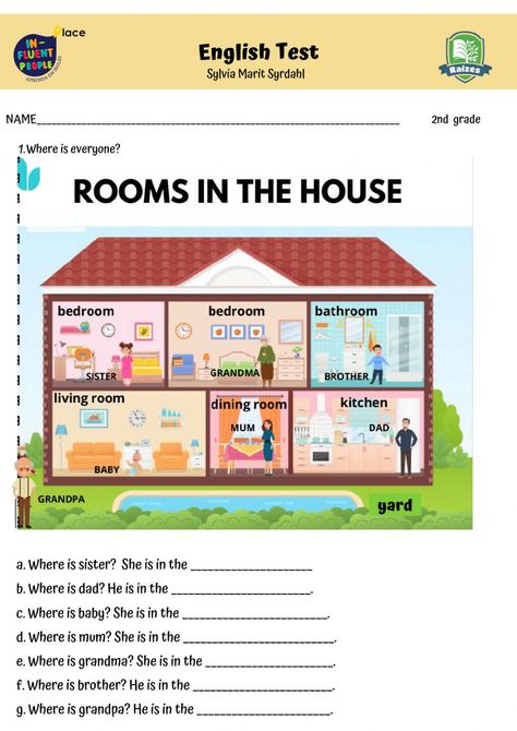 Rooms In The House Worksheet, House Activities For Kids, My House Worksheet, Letter Writing For Kids, English Conversation For Kids, Speaking Activities English, English Today, Kindergarten Reading Activities, English Teaching Materials