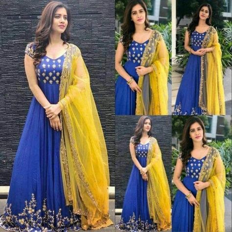 Royal Blue Lehenga Color Combinations, Lehenga Color Combinations, Royal Blue Lehenga, Gown Designer, Gown Party Wear, Churidar Designs, Designer Gown, Simple Gowns, Simple Kurti Designs