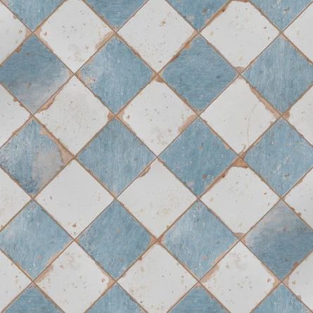 Merola Tile Artisan 13" x 13" Ceramic Vintage Wall & Floor Tile | Wayfair French Country Backsplash, Affinity Tile, Matte Ceramic, Ceramic Vintage, Merola Tile, Organic Forms, Vintage Tile, Square Tile, Blue Tiles