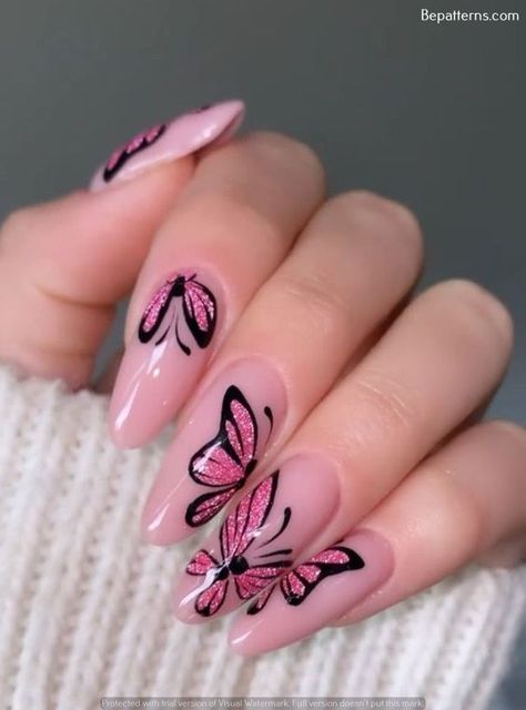 Nail Spot, Nails Easter, Butterfly Nail Designs, Butterfly Nail Art, Pretty Gel Nails, Cute Summer Nails, Nail Art Designs Videos, Nail Patterns, Butterfly Nail