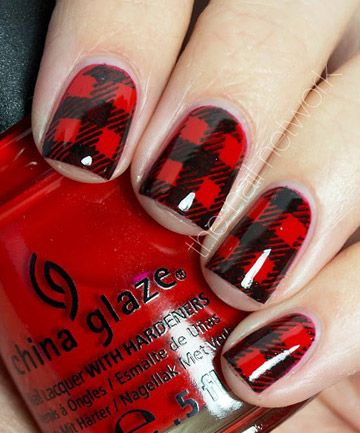 Plaid Nail Art, Red Nail Art Designs, Red Nail Art, Plaid Nails, Her Nails, Get Nails, Fabulous Nails, Fall Nail Designs, Nail Stamping