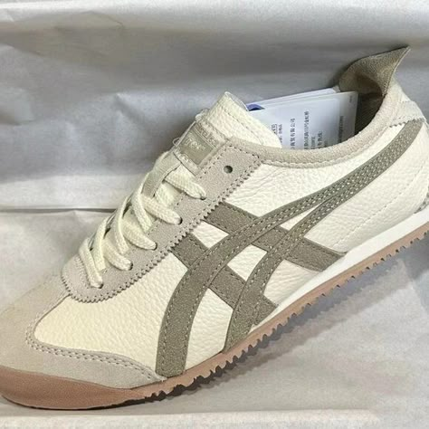 Beige Onitsuka Tiger ASICS by MEXICO 66 Y2k Inspo, Tiger Mexico 66, Onitsuka Tiger Mexico 66, Mexico 66, Holiday Attire, Asics Shoes, Onitsuka Tiger, Shoe Obsession, Style Board