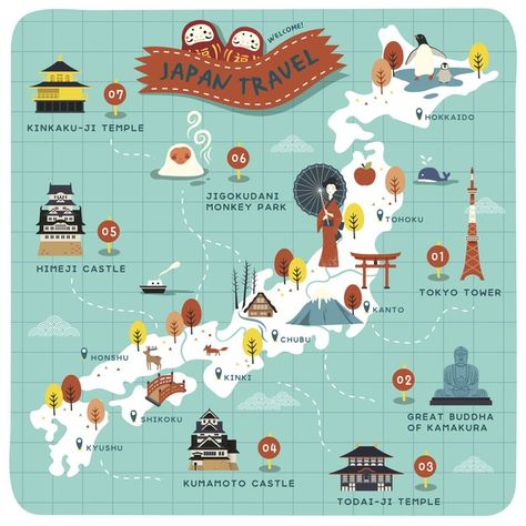 Jigokudani Monkey Park, Kumamoto Castle, Doodle Girl, Japan Map, Colorful Stationery, Pink Heart Pattern, Doodle Frame, Nature Stickers, Tokyo Tower