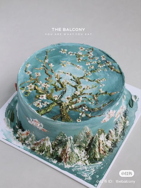 小红书 Waterfall Cake, Illusion Cakes, Painted Cake, Art Cakes, Birthday Cake Decorating Ideas, Vintage Birthday Cakes, Mini Cakes Birthday, Cake Decorating Ideas, A Birthday Cake