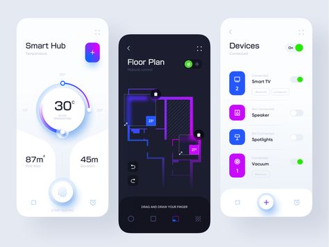 Hey guys!Here is an exploration of a smart home app concept that's simple and easy to use. More of it on the way and please stay tuned!Press "L" if you like it !Follow me on: 👇Dribbble | Inst... Web Application Design, Ui Ux 디자인, Smart Hub, Smart Home Design, App Design Inspiration, Application Design, Dashboard Design, Ui Design Inspiration, App Ui Design