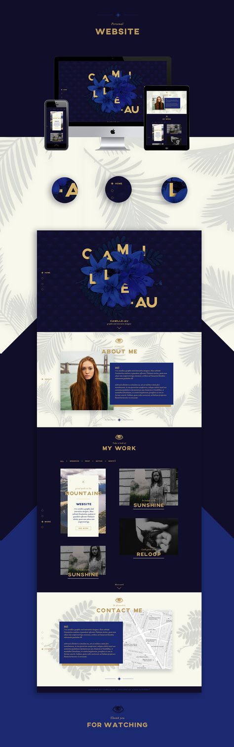 Camille Au on Behance Royal Website Design, Black And Blue Website Design, Navy Website Design, Navy Blue Website Design, Fox Soap, Navy Website, Gold Website, Web Design Color, Blue Website