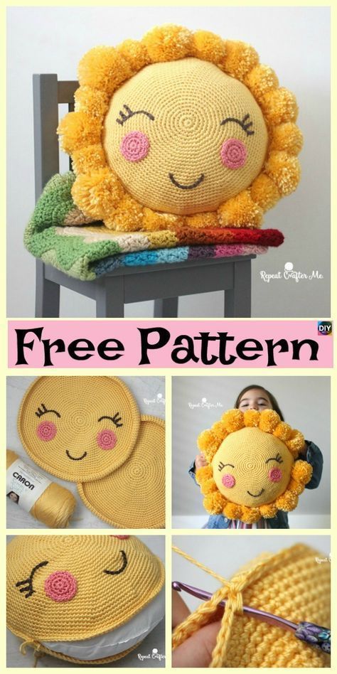 Sunshine Pillow, Crochet Critters, Crochet Pillow Patterns Free, Crochet Cushion Pattern, Cushion Cover Pattern, Crochet Pillow Cover, Crochet Cushion Cover, Crochet Pillow Pattern, Crochet Pillows