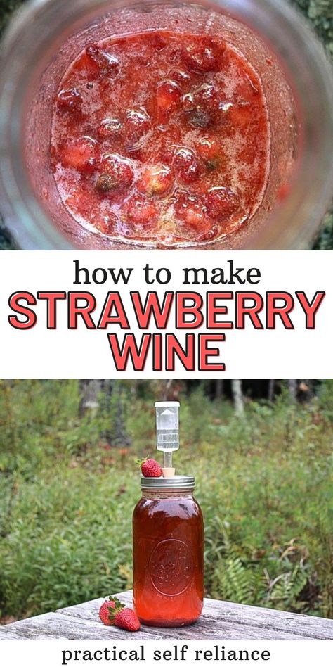 Small Batch Wine Recipes, Sweet Wine Recipes Homemade, How To Make Your Own Wine, Make Your Own Wine At Home, Small Batch Wine Making, Strawberry Wine Recipe, Preserving Strawberries, Summer Slushies, Make Wine At Home