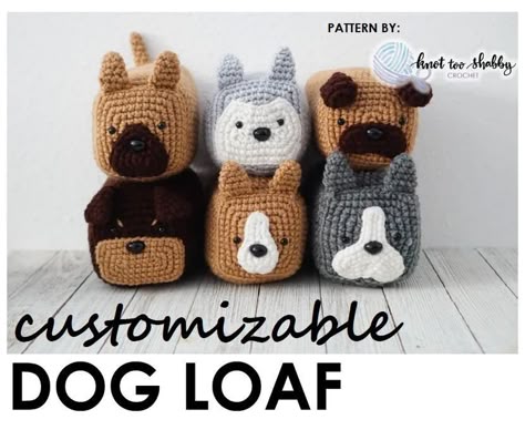 PATTERN SET: Amigurumi Crochet Pattern Customizable Dog Loaf - Etsy Dog Loaf, Ear Shapes, Husky Shepherd, Crochet Unique, Confection Au Crochet, Finger Knitting, Crochet Simple, Stitch Crochet, Fun Crochet Projects