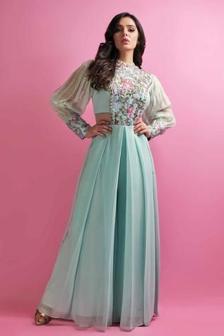 Shop for Suruchi Parakh Blue Shantoon Satin Silk Jumpsuit for Women Online at Aza Fashions Latest Party Wear Dresses 2023, Indowestern Dresses For Women, Indo Western Outfit Ideas, Function Dresses, Trendy Outfits Indian, Jumpsuit For Women, Jumpsuit Blue, Indian Dresses Traditional, Indian Gowns Dresses