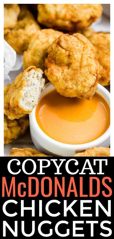 Chicken Nugget Recipes Mcdonalds, Homemade Chicken Mcnuggets, Copycat Mcdonald’s Chicken Nuggets, Homemade Chicken Nuggets Fried, Copycat Chicken Nuggets, Mcnuggets Recipe, Buffalo Chicken Nuggets, Mcdonalds Copycat Recipes, Buffalo Hot Sauce