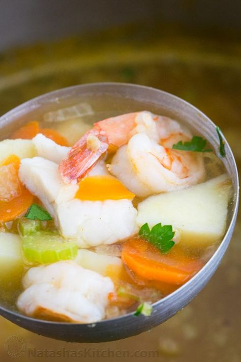 Fish and Shrimp Soup (Ukha Recipe) - Natasha's Kitchen Fish Recipes Healthy Tilapia, Shrimp Soup Recipes, Seafood Soup Recipes, Tilapia Fish Recipes, Cod Fish Recipes, Shrimp Soup, Easy Fish Recipes, Fish Soup, Fish Recipes Healthy